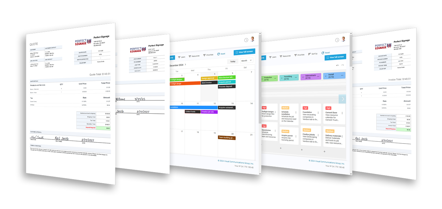 Work sign shop management software screenshots
